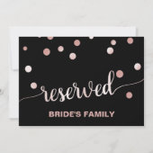 Rose Gold und Schwarz | Glam Wedding "Reserved" Ze Einladung (Rückseite)