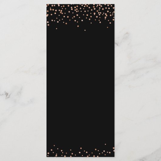 Rose Gold und Schwarz Glitzer Funkelkarte Menükarte (Rückseite)