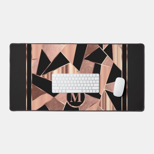 Rose Gold und Schwarz in einem Abstrakten Muster Schreibtischunterlage (Tastatur & Maus)