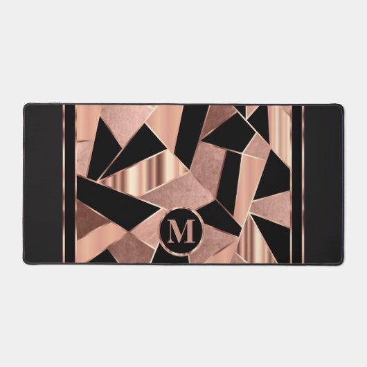 Rose Gold und Schwarz in einem Abstrakten Muster Schreibtischunterlage (Vorderseite)