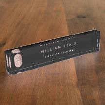 Rose Gold und Schwarz Monogramm Modernes Minimalis