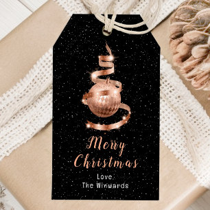 Rose Gold und Schwarz Ornament Frohe Weihnachten Geschenkanhänger