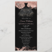 Rose Gold und Schwarz Quinceañera-Ablaufplan Programm (Vorderseite)