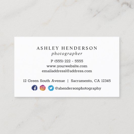 Rose Gold und Schwarz| Visitenkarten für Fotografi Visitenkarte (Rückseite)