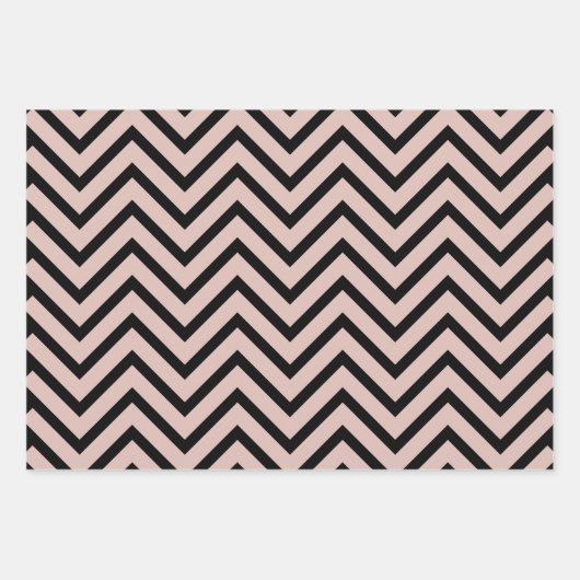 Rose Gold und Schwarz Zickzack Muster Geschenkpapier Set (Vorderseite 2)