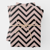 Rose Gold und Schwarz Zickzack Muster Geschenkpapier Set (Beispiel)