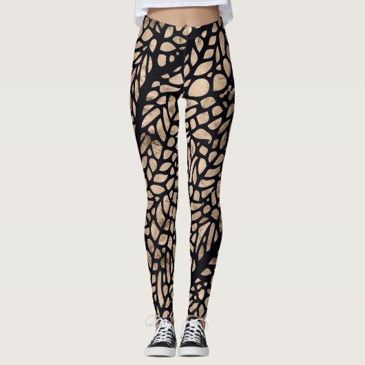 Rose Gold und Schwarze Drachenflügel Leggings (Vorderseite)