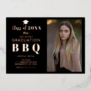 Rose Gold und schwarze echte Folie Abschlussfeier  Folieneinladung