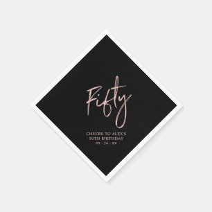 Rose Gold und schwarze Fünfzig Erwachsene 50. Gebu Serviette