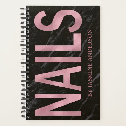 Rose Gold und schwarze Marmor Nägel Terminierungsb Planer (Vorderseite)