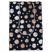 Rose Gold und schwarze Punkte Muster mittlere Gesc Geschenktüte (Rückseite)