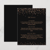 Rose Gold und Schwarzer Glitzer - Detailkarte Einladung (Vorne/Hinten)