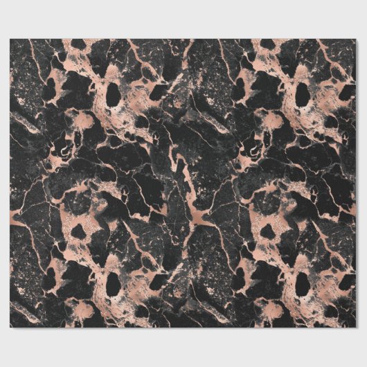 Rose Gold und schwarzer Marmor Geschenkpapier (Flach)