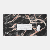 Rose Gold und schwarzer Marmor mit Monogramm Schreibtischunterlage (Tastatur & Maus)