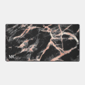 Rose Gold und schwarzer Marmor mit Monogramm Schreibtischunterlage (Vorderseite)