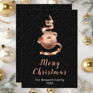 Rose Gold und schwarzer Weihnachtsschmuck Frohe We Feiertagskarte