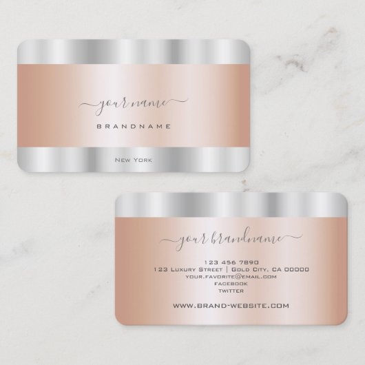 Rose Gold und Silberfarben - Moderne Augenpartie Visitenkarte (Vorne/Hinten)