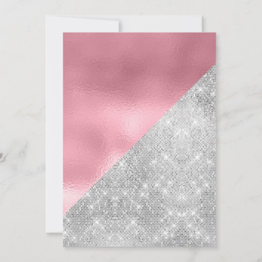 Rose Gold und Silver Girl's Baby Shower Einladung (Rückseite)