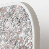 Rose Gold und Silver Glittery Glam Script Name Pickleball Schläger (Linke Seite)