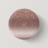 Rose Gold und Silver Glitzer Monogram Button (Vorderseite)
