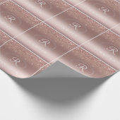 Rose Gold und Silver Glitzer Monogram Geschenkpapier (Ecke)