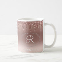 Rose Gold und Silver Glitzer Monogram