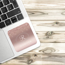 Rose Gold und Silver Glitzer Monogram