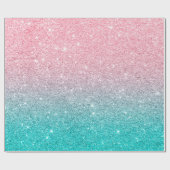 Rose-Gold und türkisfarbene Glitzer-Textur ombre Geschenkpapier (Flach)