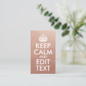 Rose Gold und Weiß Behielt Ruhe und Text bearbeite Visitenkarte (Stehend Vorderseite)