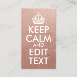 Rose Gold und Weiß Behielt Ruhe und Text bearbeite Visitenkarte