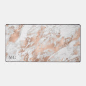 Rose Gold und Weiß Marmor mit Monogramm, Vs 2 Schreibtischunterlage (Vorderseite)
