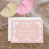 Rose Gold und Weiß Papagei Picado Babydusche Einladung