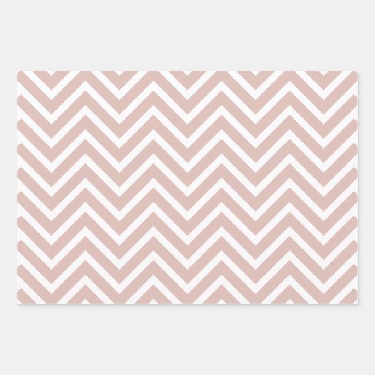 Rose Gold und Weiß Zickzack Muster Geschenkpapier Set (Vorderseite 2)