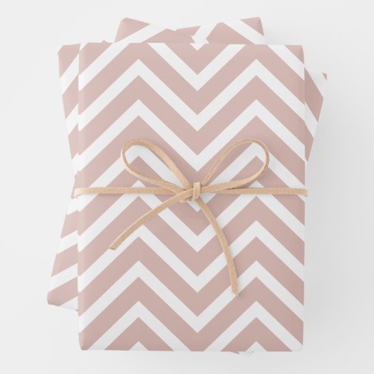 Rose Gold und Weiß Zickzack Muster Geschenkpapier Set (Beispiel)