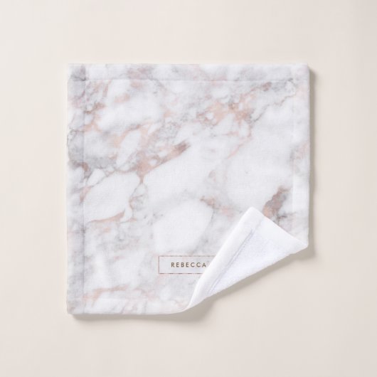 Rose-Gold und weiße Imitate Marmorstein Badhandtuch Set (Waschlappen)