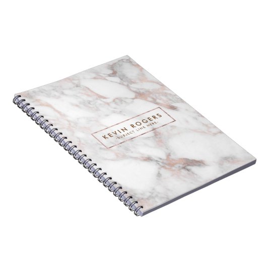 Rose-Gold und weiße Imitate Marmorstein Notizblock (Rechte Seite)