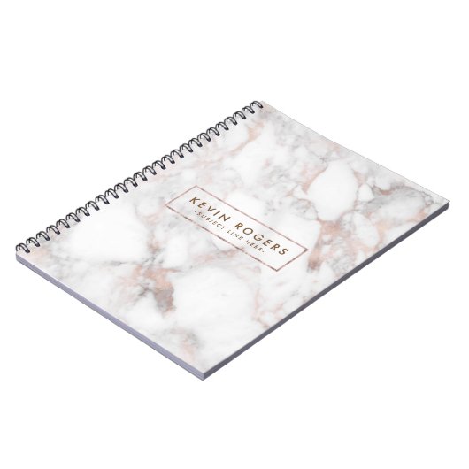 Rose-Gold und weiße Imitate Marmorstein Notizblock (Linke Seite)