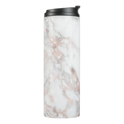 Rose-Gold und Weißes Imitat Marmorstein Thermosbecher (Nach links gedreht)