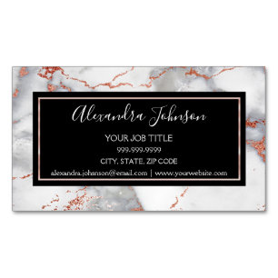 Rose Gold und Weißmarmor Magnetische Visitenkarte