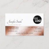 Rose Gold und White Glitzer Stars mit Logos Modern Visitenkarte (Rückseite)