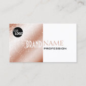 Rose Gold und White Glitzer Stars mit Logos Modern Visitenkarte (Vorderseite)