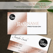 Rose Gold und White Glitzer Stars mit Logos Modern Visitenkarte