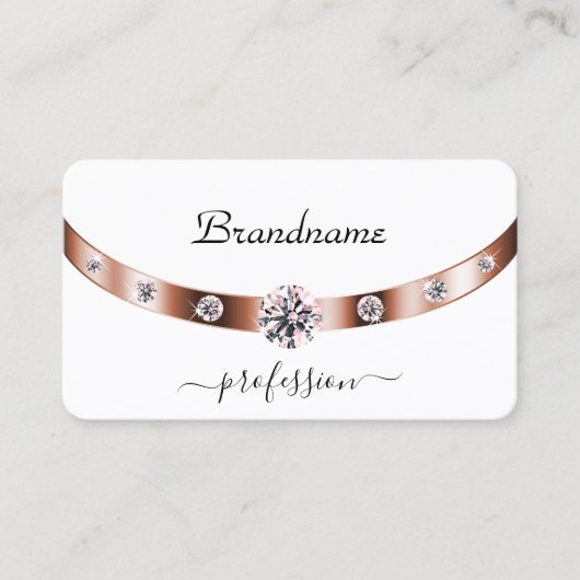 Rose Gold und White Monogram Diamonds Visitenkarte (Vorderseite)