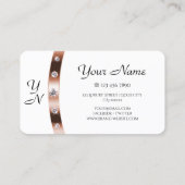 Rose Gold und White Monogram Diamonds Visitenkarte (Rückseite)