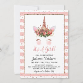 Rose Gold Unicorn Princess Baby Dusche Einladung