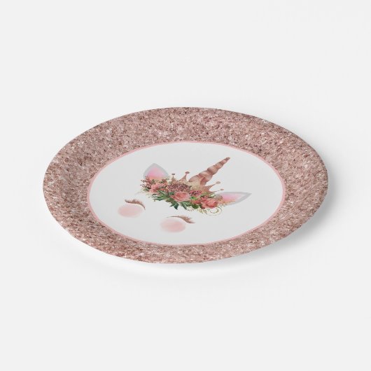 Rose Gold Unicorn Princess Pappteller (Schrägansicht)