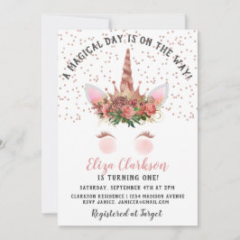 Rose Gold Unicorn Prinzessin Geburtstag Einladung