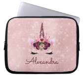 Rose Gold Unicorn Sparkle Princess Monogram Name Laptopschutzhülle (Vorderseite)