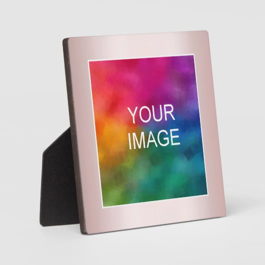Rose Gold Upload Your Photo Image Logo Easel Fotoplatte (Vorderseite)