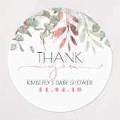 Rose Gold Verlasse Grünpflanzen Kinderdusche Wasse Etiketten (Design 1)